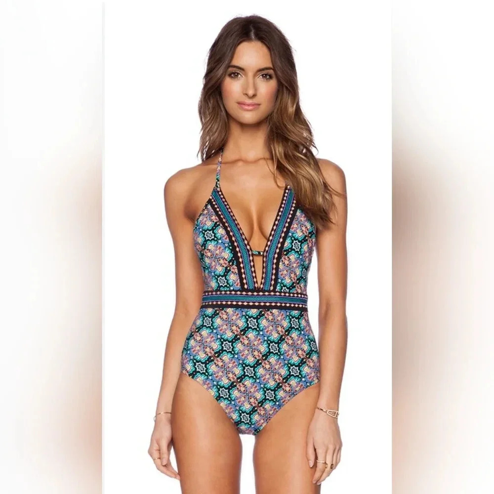 AnthropologieNanette Lapore Women's Size Small Swimsuit One Piece Palom Halter